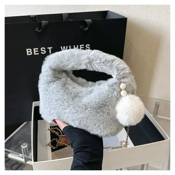 Ladies Plush Fuzzy Shoulder Bag