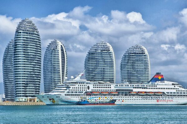 white cruise ship on seashore