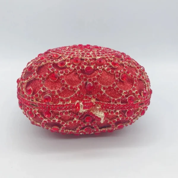 Ladies Luxury Rhinestone Red Apple Shape Clutch Handbag - Image 4