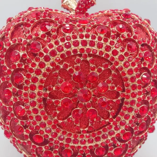 Ladies Luxury Rhinestone Red Apple Shape Clutch Handbag - Image 3