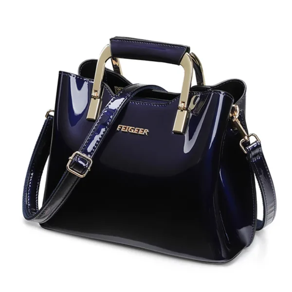 Ladies Bright Patent Leather Luxury Handbag - Image 2