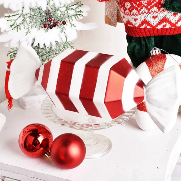 Red and White Large Christmas Candy Ornaments - Image 3