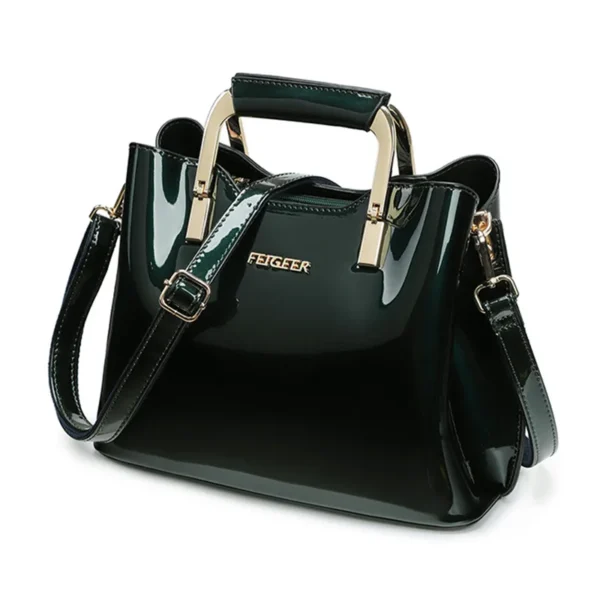 Ladies Bright Patent Leather Luxury Handbag - Image 6