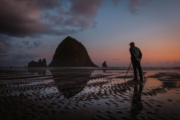 person standing on seashore